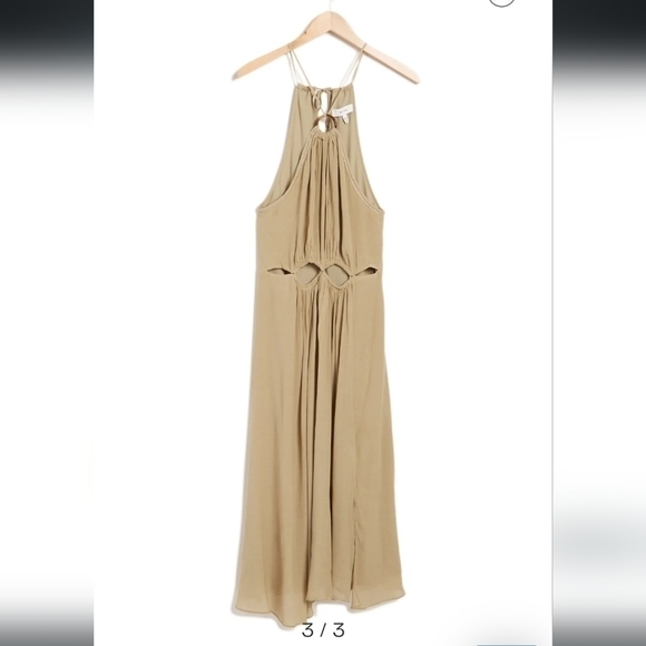 REISS Marta Halter Neck Midi Dress in sage KHAKI Size 10 US / 12 UK - Picture 3 of 5